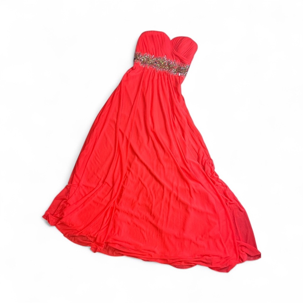 Sequin Hearts Strapless Coral Gown